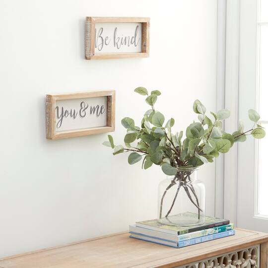Set of 2 Brown Metal Farmhouse Sign Wall Decor, 12" x 6"